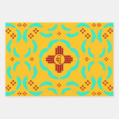 Rode Zia Symbolen New Mexico Turquoise Veren Inpakpapier Vel (Voorkant)