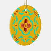 Rode Zia Symbolen New Mexico Turquoise Veren Keramisch Ornament (Rechts)