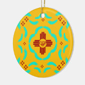 Rode Zia Symbolen New Mexico Turquoise Veren Keramisch Ornament (Links)