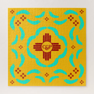Rode Zia Symbolen New Mexico Turquoise Veren Legpuzzel