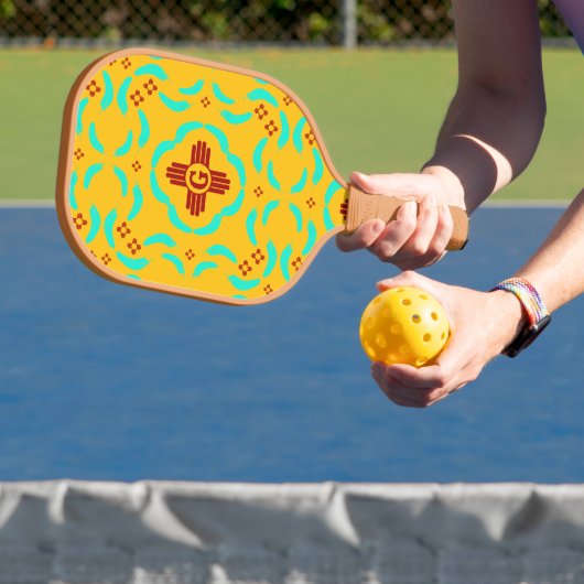 Rode Zia Symbolen New Mexico Turquoise Veren Pickleball Paddle (Insitu)
