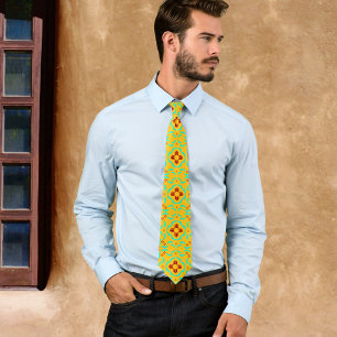 Rode Zia Symbolen New Mexico Turquoise Veren Stropdas