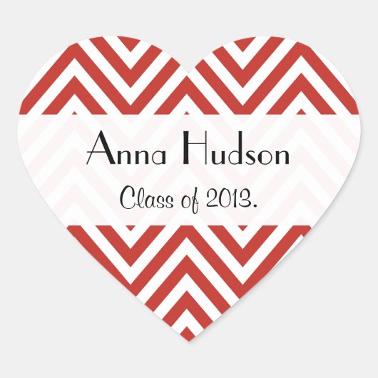Rode zigzag, Rode Chevron, Golfpatroon, Afstuderen Hart Sticker (Voorkant)