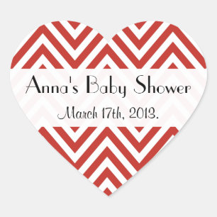 Rode zigzag, Rode Chevron, Golfpatroon, Baby showe Hart Sticker