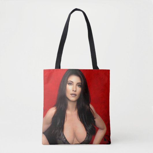Rode zijde boodschappentas tote bag (Voorkant)
