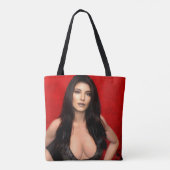 Rode zijde boodschappentas tote bag (Achterkant)