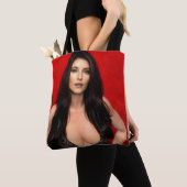 Rode zijde boodschappentas tote bag (Dichtbij)