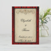 Rode Zijde en Parcenten Gothic Wedding Invitation Save The Date (Staand voorkant)