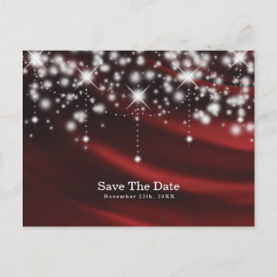 Rode Zijde & Glamour Sparkle Save the Date-eveneme Aankondigingskaart