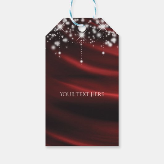 Rode Zijde & Glans Glam Hollywood Favor Cadeaulabel (Voorkant)