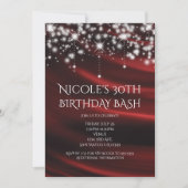 Rode Zijde & Glitter Goud Glam Uitnodiging voor Ie (Voorkant)