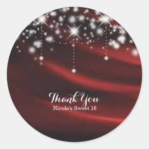 Rode zijde & Sparkle Glam Hollywood Custom Favor Ronde Sticker