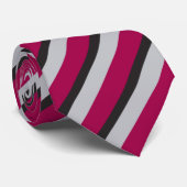 Rode zilver en zwarte streep stropdas (Opgerold)