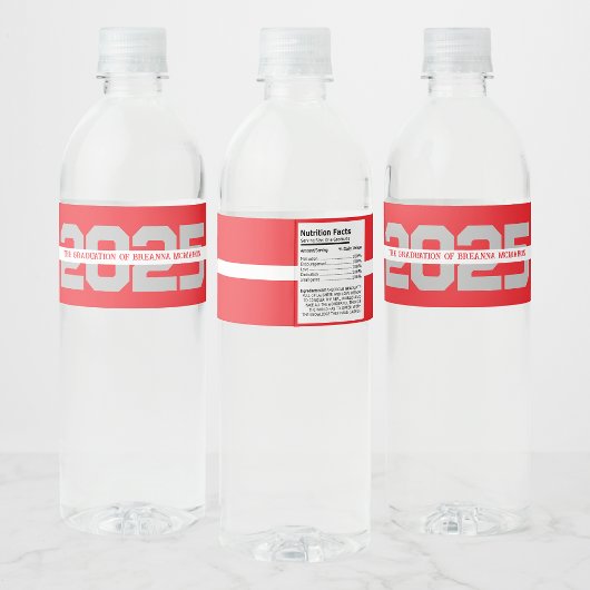 Rode & Zilver Persoonlijke Afstuderen Waterfles Etiket