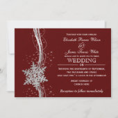 rode zilver Snowflakes Winter bruiloft uitnodiging (Voorkant)