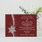 rode zilver Snowflakes Winter bruiloft uitnodiging (Staand voorkant)