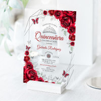 Rode Zilveren Bloemige Quinceanera