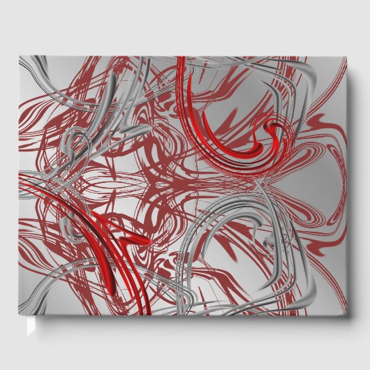 rode zilveren bruiloft-guestbook, feestelijk decor gastenboek (Voorkant)