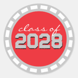 Rode & Zilveren Grijze Filmstrip Graduatie Ronde Sticker