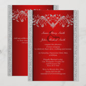 Rode zilveren huwelijksjubileum bloemstuk kaart (Voorkant / Achterkant)