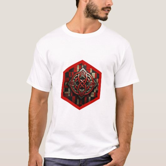 Rode & Zilveren Keltische Knoop In Een Zeszijdige T-shirt (Voorkant)