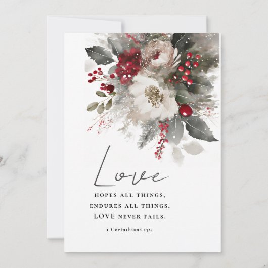 Rode Zilveren Kerst Winter Christelijke bruiloft Kaart (Achterkant)