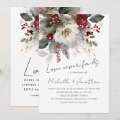 Rode Zilveren Kerst Winter Christelijke bruiloft Kaart (Voorkant / Achterkant)