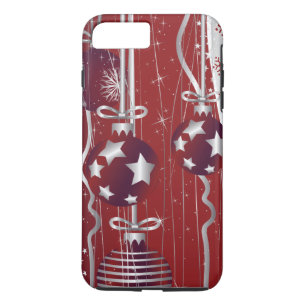 Rode, zilveren kerstballen, sterren en sneeuwvlokk Case-Mate iPhone case
