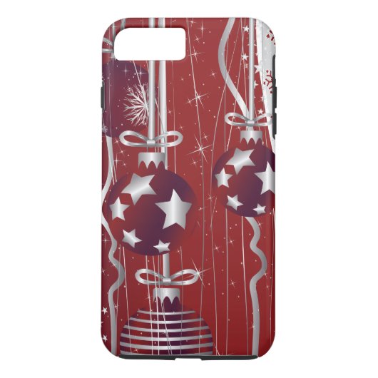 Rode, zilveren kerstballen, sterren en sneeuwvlokk Case-Mate iPhone case (Achterkant)