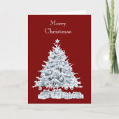 Rode zilveren kerstboom kaart (Voorkant)
