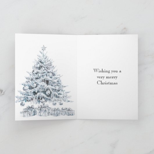 Rode zilveren kerstboom kaart (Binnen)