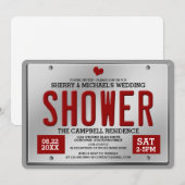 Rode/Zilveren Uitnodiging voor Bruidsfeest met Ken (Voorkant / Achterkant)