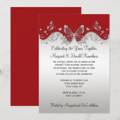 Rode Zilveren Vlinders 25e Verjaardag Kaart (Voorkant / Achterkant)