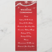 Rode, zilvergrijze sneeuwvlok-huwelijksprogrammaka programmakaart (Achterkant)