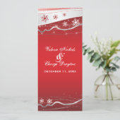 Rode, zilvergrijze sneeuwvlok-huwelijksprogrammaka programmakaart (Staand voorkant)
