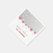 Rode, zilvergrijze sneeuwvlok moderne bruiloft servet (Hoek)