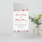 Rode zilvergrijze sneeuwvlok voor bruiloft menu (Staand voorkant)