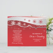 Rode, zilvergrijze sneeuwvlokken gevouwen trouwpro (Staand voorkant)