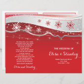 Rode, zilvergrijze sneeuwvlokken gevouwen trouwpro (Voorkant / Achterkant)