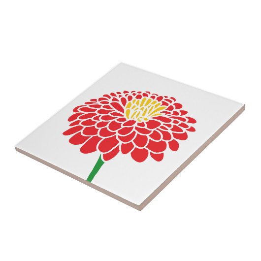Rode Zinnia bloem aangepaste kleur tegels Tegeltje (Zijkant)