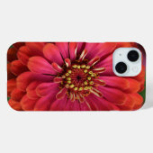 Rode zinnia - bloem iPhone 15 Hoesje (Achterkant (horizontaal))