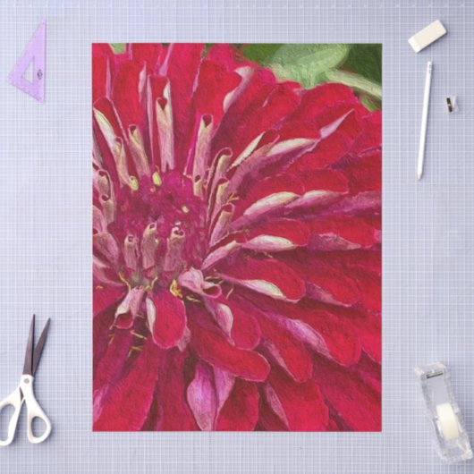 Rode Zinnia Bloemen Tissuepapier (Craft)