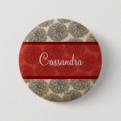 Rode  Zinnia-Button Ronde Button 5,7 Cm (Voorkant)