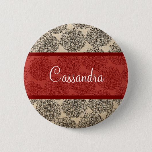 Rode Zinnia-Button Ronde Button 5,7 Cm (Voorkant)