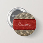 Rode Zinnia-Button Ronde Button 5,7 Cm (Voorkant /achterkant)