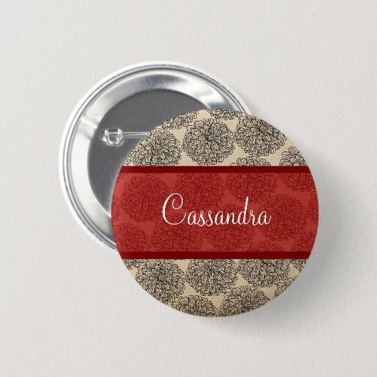 Rode  Zinnia-Button Ronde Button 5,7 Cm (Voorkant /achterkant)