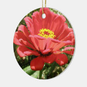 Rode Zinnia Douce Verjaardag Keramisch Ornament (Links)