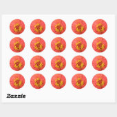 Rode Zinnia Macro-Stickers Ronde Sticker (Vel)