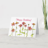 Rode Zinnia Watercolor Flowers Happy Birthday Kaart (Voorkant)