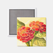 Rode Zinnias Magneet (Voorkant / Achterkant)